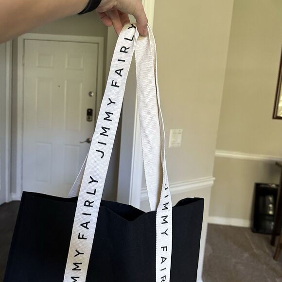 Jimmy Fairly Tote Bag Black & Cream Cotton Carry All Shopper - Picture 5 of 11